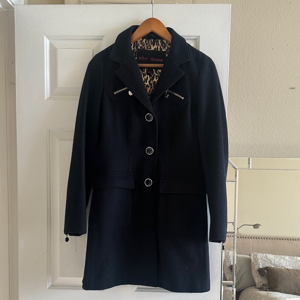 Betsey Johnson Black Trench Coat